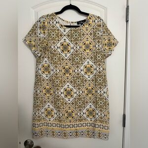 Lulu's Yellow and White Patterned Blouse